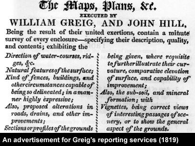 An advertisement for Grieg's advertising services in 1819.